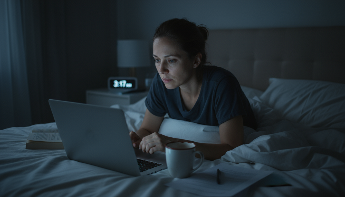 Hands of an individual gently placing a smartphone face down on a blanket while reaching for a physical book, signifying a digital reset.