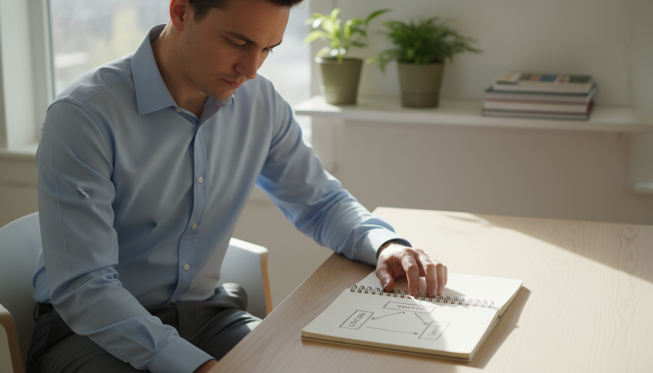 Person lacing running shoes on a minimalist bench in a bright, organized entryway, depicting the action phase of habit formation.