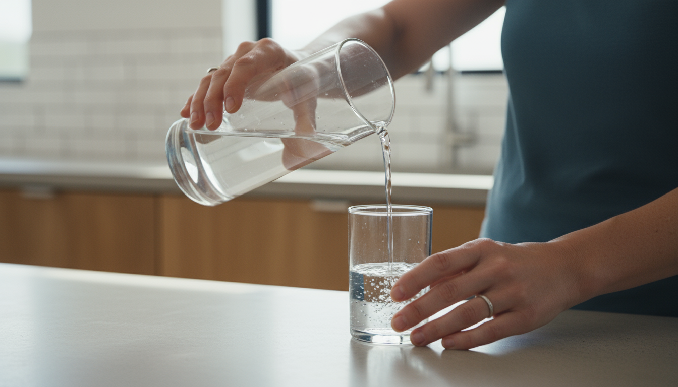 Hands rapidly typing and navigating a laptop with numerous open applications, including a full inbox and calendar, on a clean, light wood desk.
