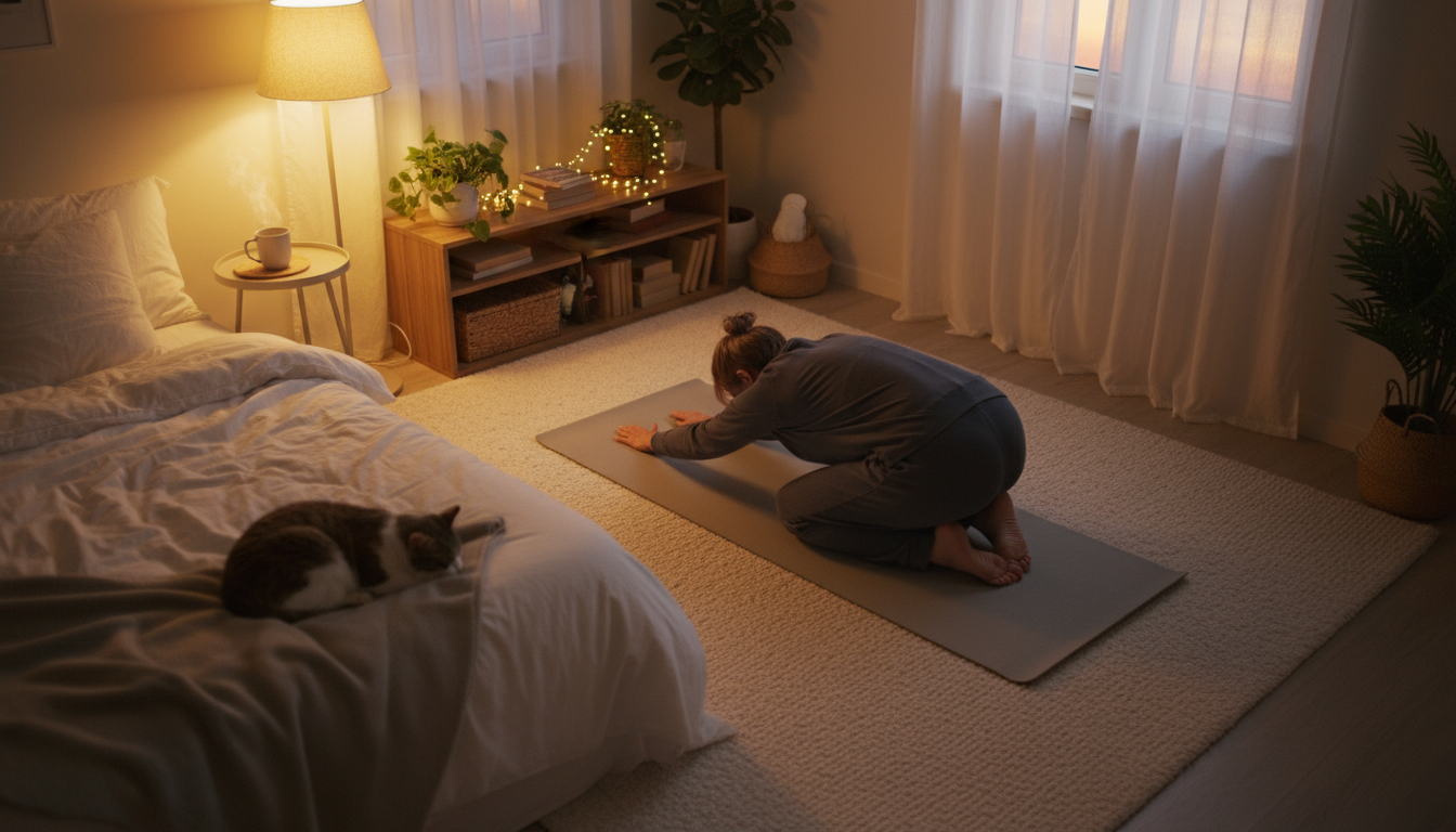 A minimalist wall calendar with 'X' marks for habit tracking, and a smartphone displaying a 'Done!' text in soft natural light.