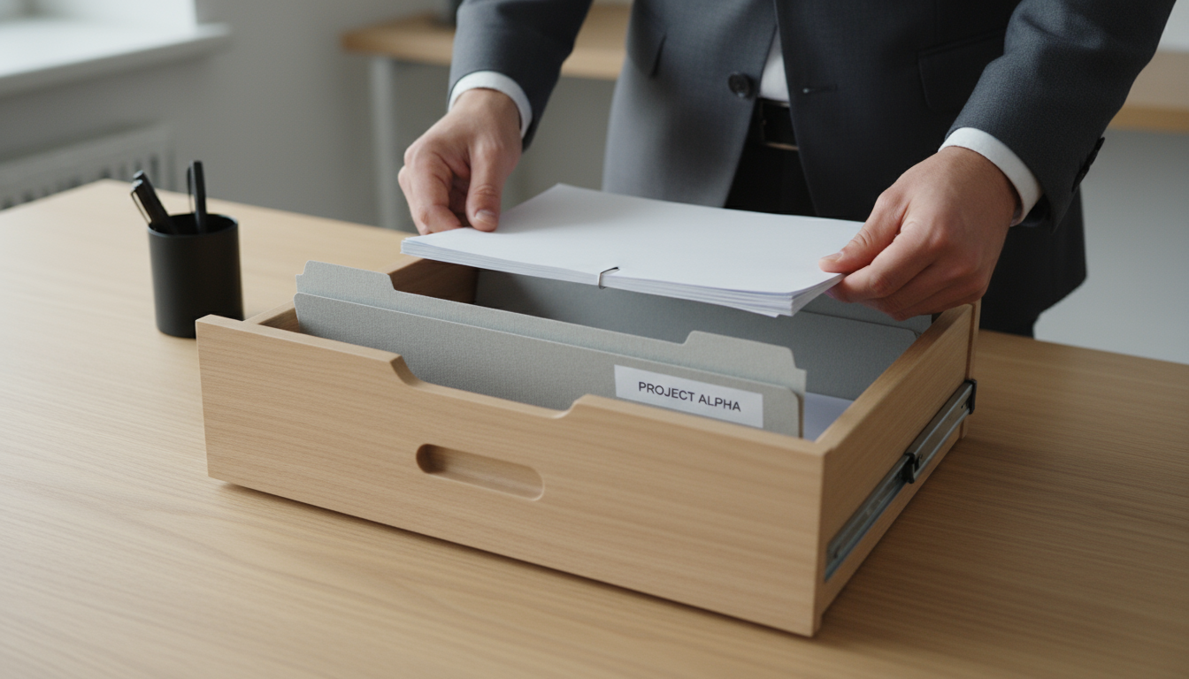 A hand marks an 'X' on a personal habit tracker calendar on a clean wooden bedside table, with a smartphone placed face down nearby.