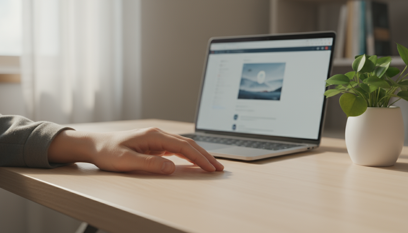 Close-up of a hand drawing a crisp checkmark next to a task on a simple notebook, symbolizing completion.
