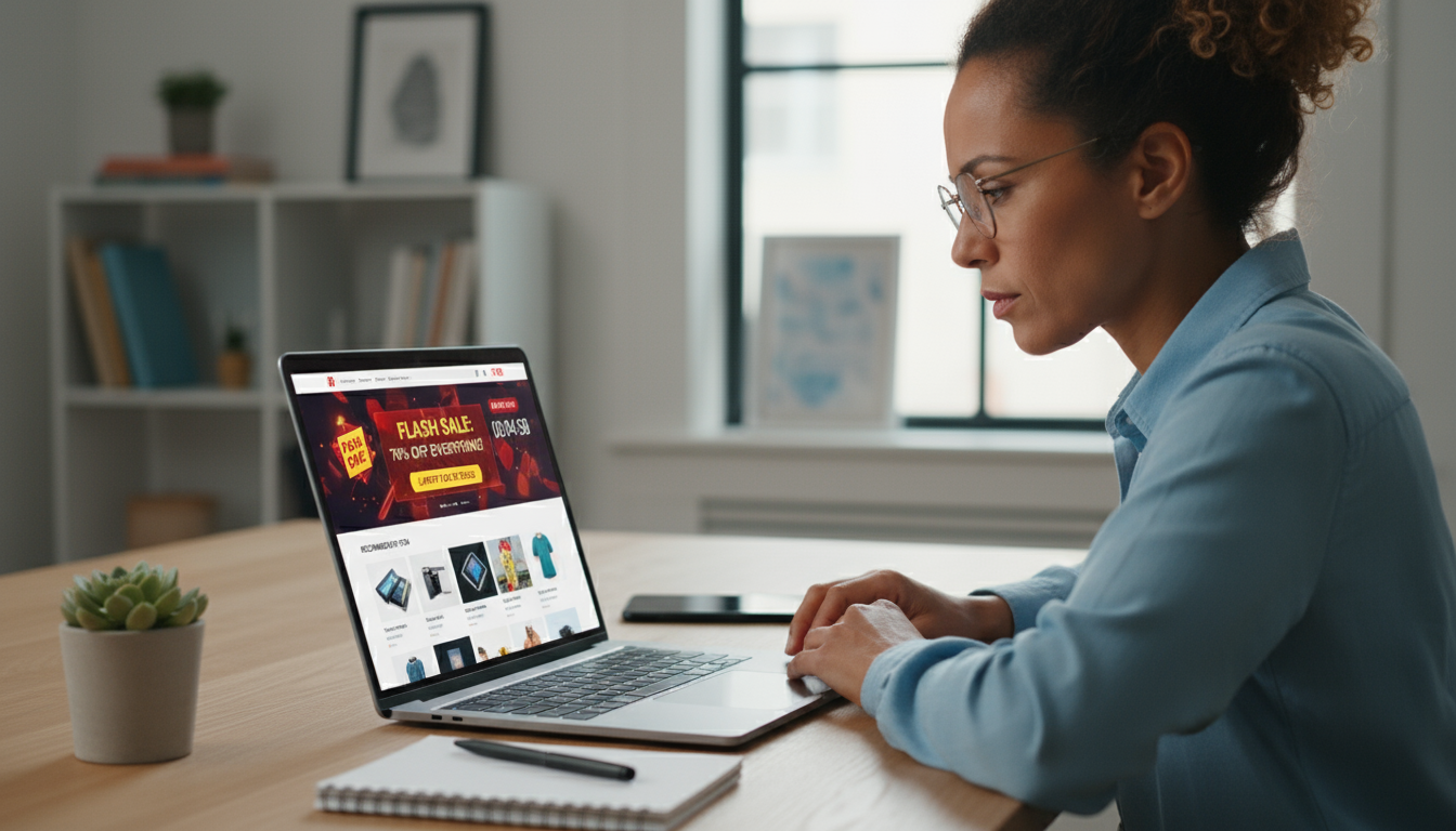 Close-up of hands tapping a 'Buy Now' button on a smartphone against a blurred, minimalist desk background.