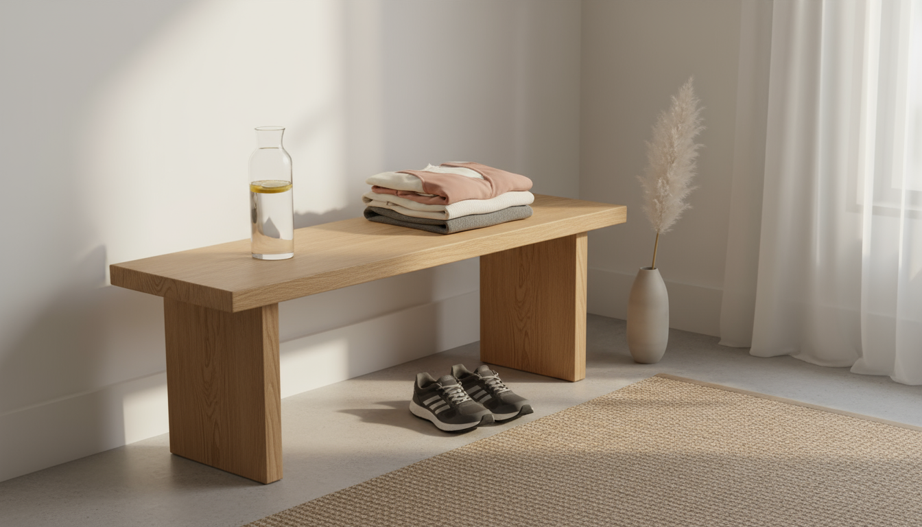 Hands gently resting on an open paperback book on a minimalist wooden desk, a finger touching a single line of text in soft light.