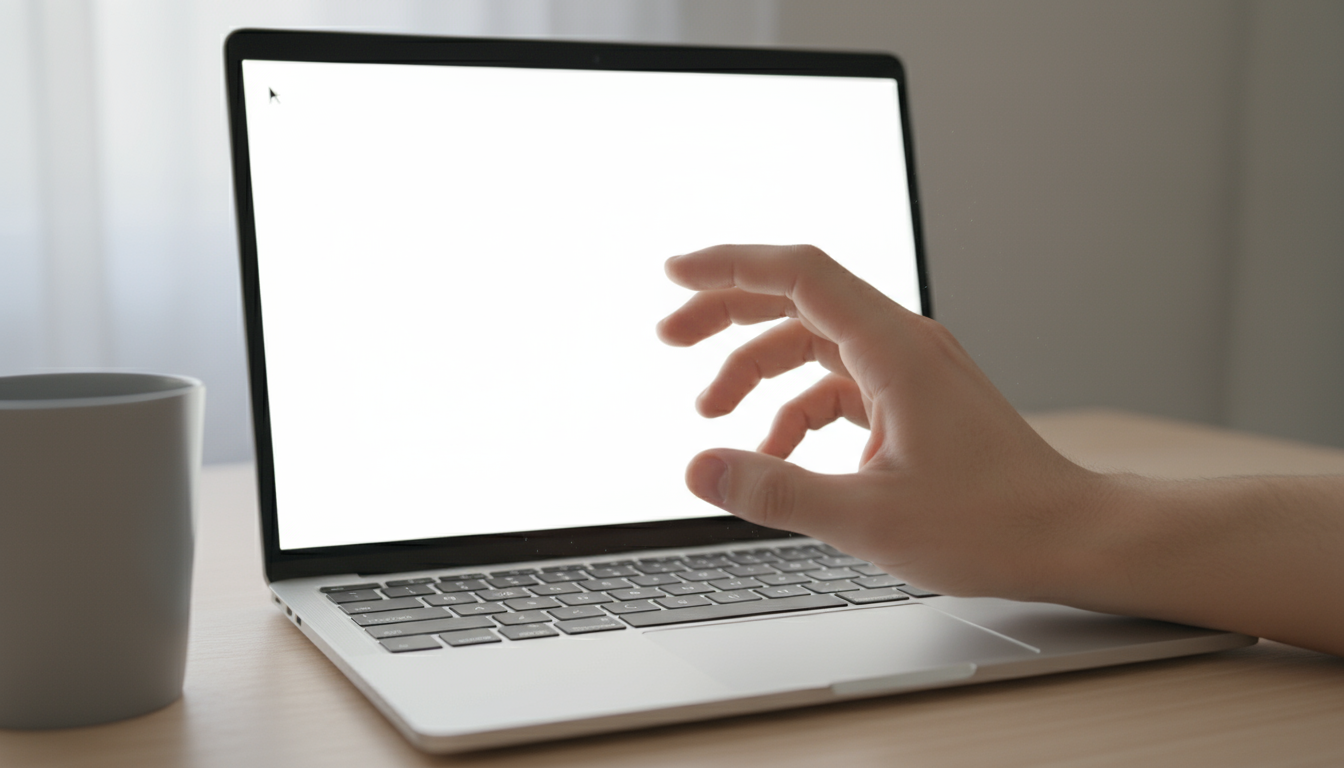 Hands writing on a yellow sticky note on a minimalist desk with an open planner, bathed in soft morning light.