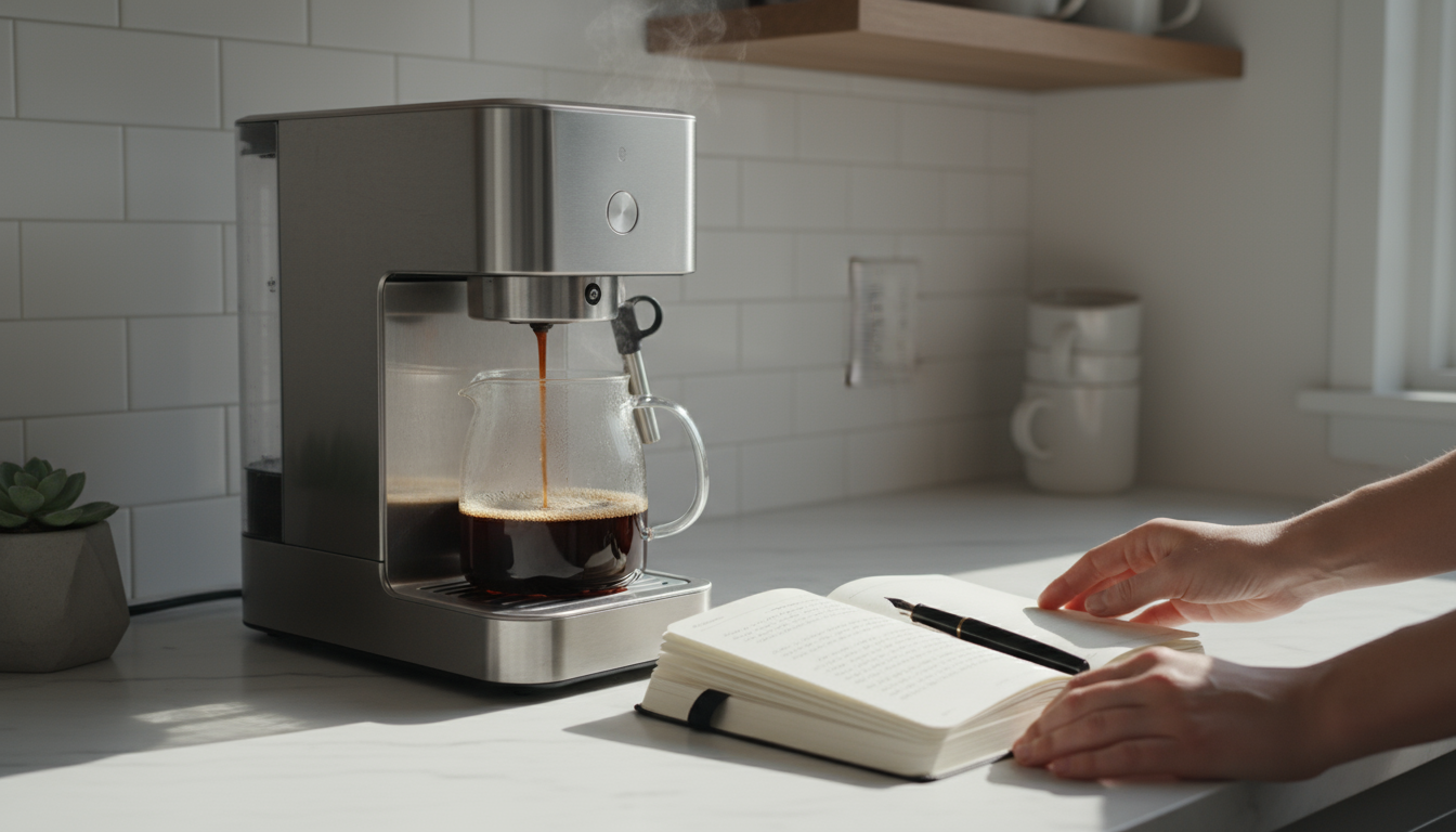 Gender-neutral hands gently turning one page of an open book on a clean, minimalist desk, illustrating a small, achievable action.