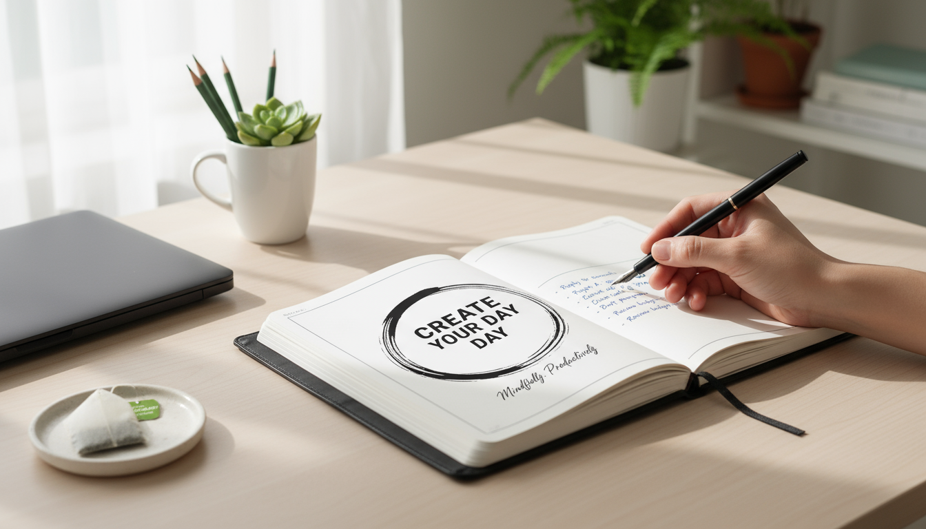 Overhead shot of running shoes, athletic clothes, smartwatch, and wireless earbuds neatly laid out on a floor, with hands making a final precise adjus