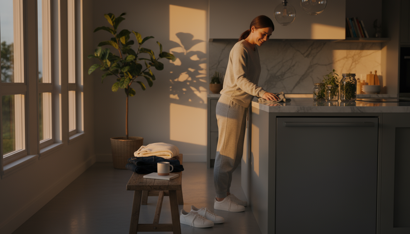 A person's hands holding a pen over an open daily planner on a light wood desk, poised to mark the current day after a previous day's missed entry.