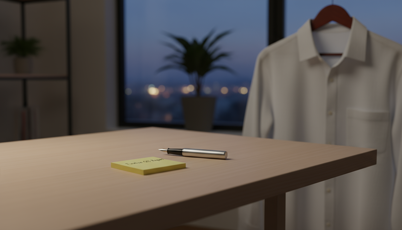 A close-up of hands efficiently placing a document into a clearly labeled folder within a minimalist desk drawer, conveying an organized, automatic ro