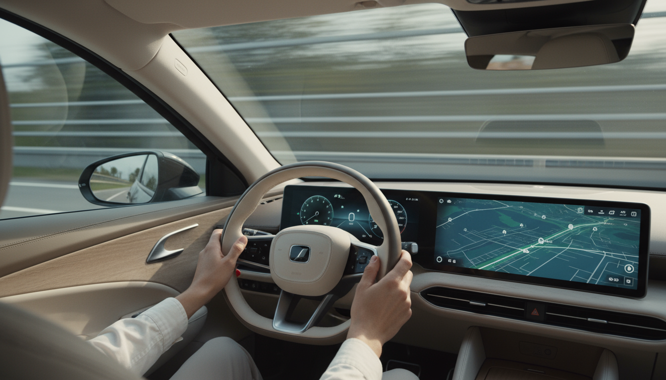 Person in workout clothes stands calmly in a sunlit living room, preparing for a gentle exercise, reflecting a fresh start.