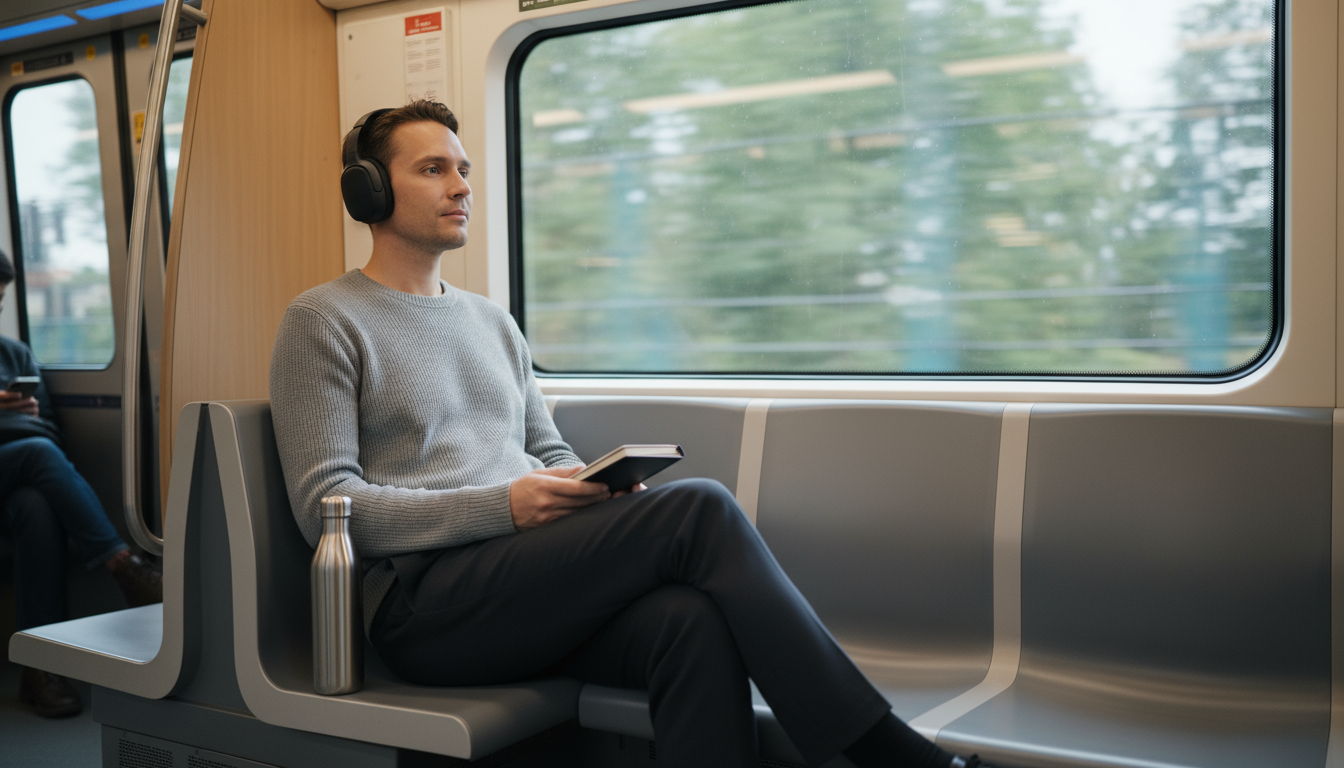 A male university student intently studying at a tidy desk, his laptop showing a color-coded time-blocked schedule and a digital timer visible.