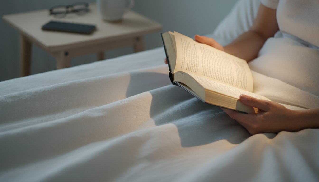 A professional settling into a meticulously organized modern desk with a '7:00 AM' digital clock, a visual cue for starting work.