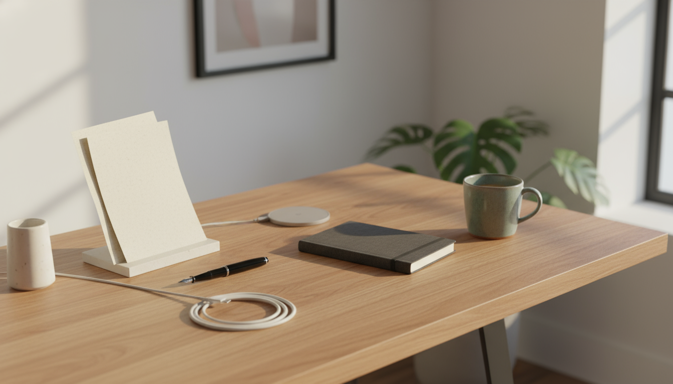 A modern kitchen counter corner organized into a 'command center' with a wall-mounted file organizer labeled for incoming mail and an attractive bowl