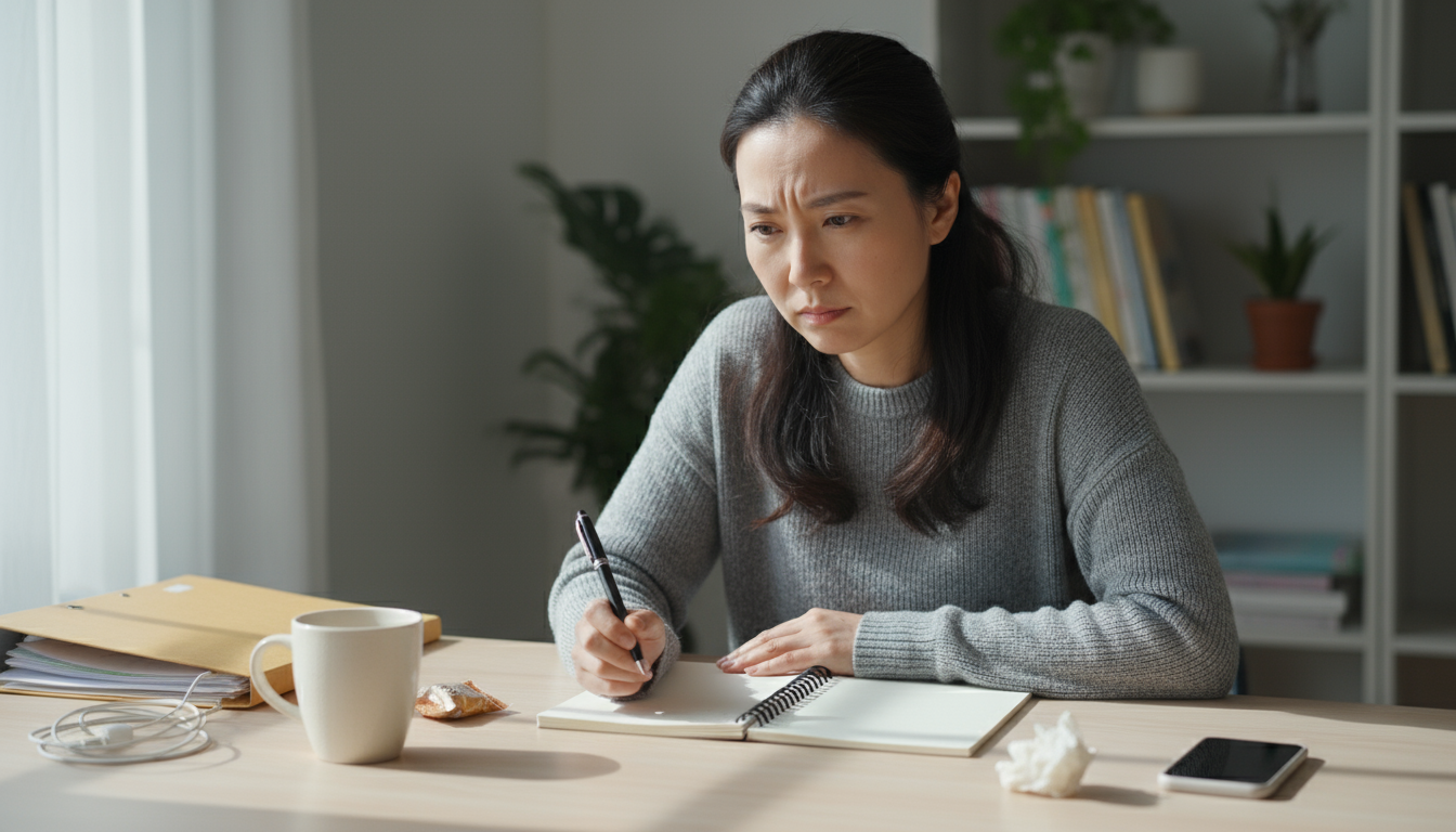 A focused knowledge worker intently types on a laptop, ignoring a subtle email notification, demonstrating deep work in a minimalist, sunlit office.