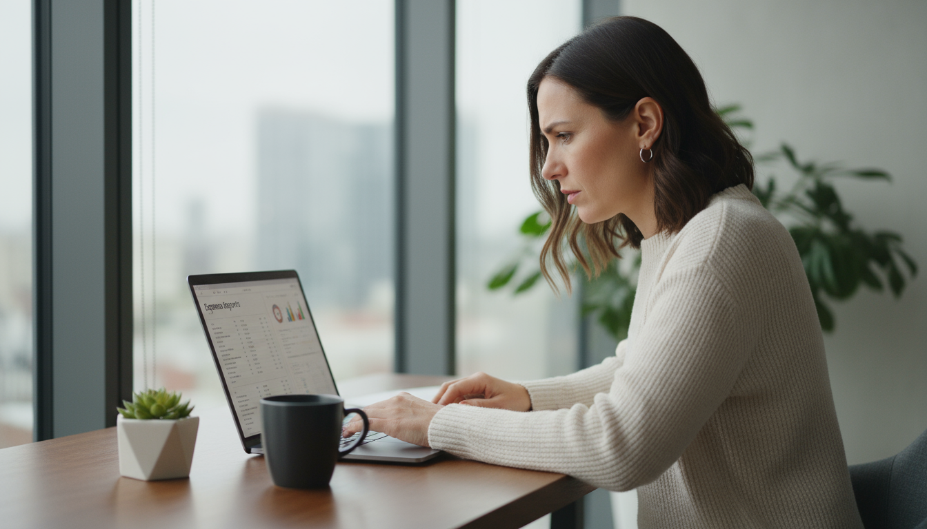 A professional's organized desk with a laptop showing a focused email inbox, a separate stack of documents awaiting their turn, and a timer, illustrat