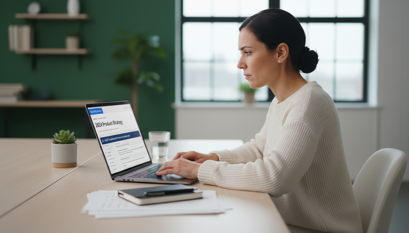 Overhead view of a planner on a clean desk with sticky notes marking 30, 60, 90-day checkpoints and buffer time.
