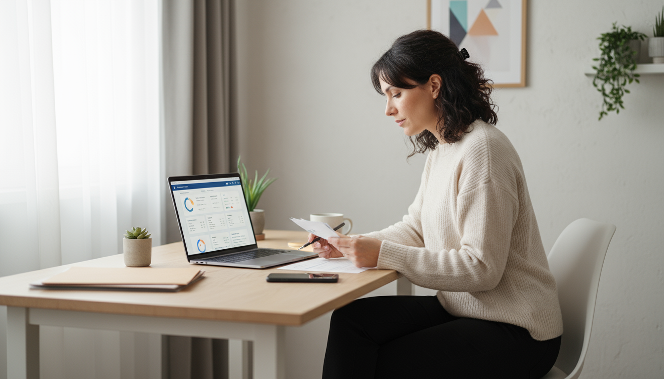 Person in a clean kitchen drops empty milk carton into recycling, illustrating a proactive morning routine.