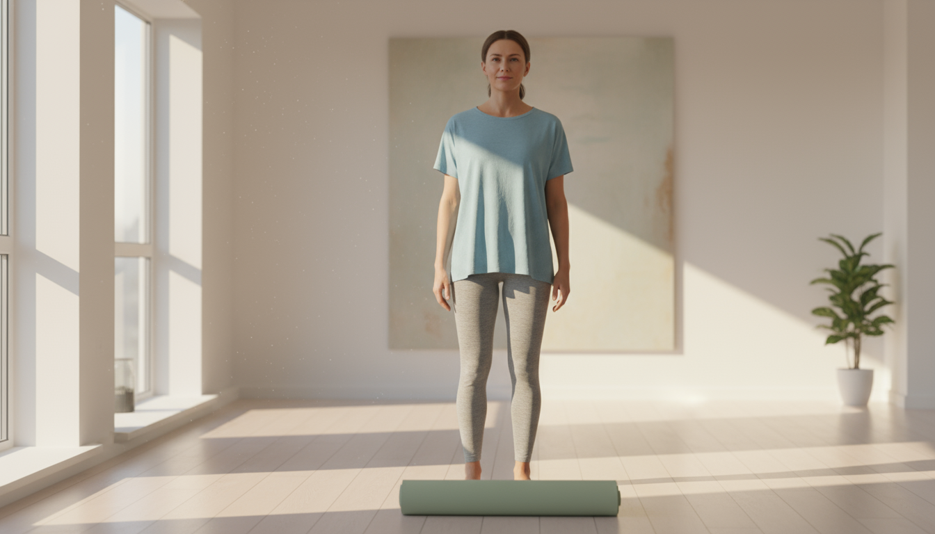 Gender-neutral hand holding a pen, poised over a minimalist desk calendar showing a long marked habit streak with one recent day unmarked, on an organ