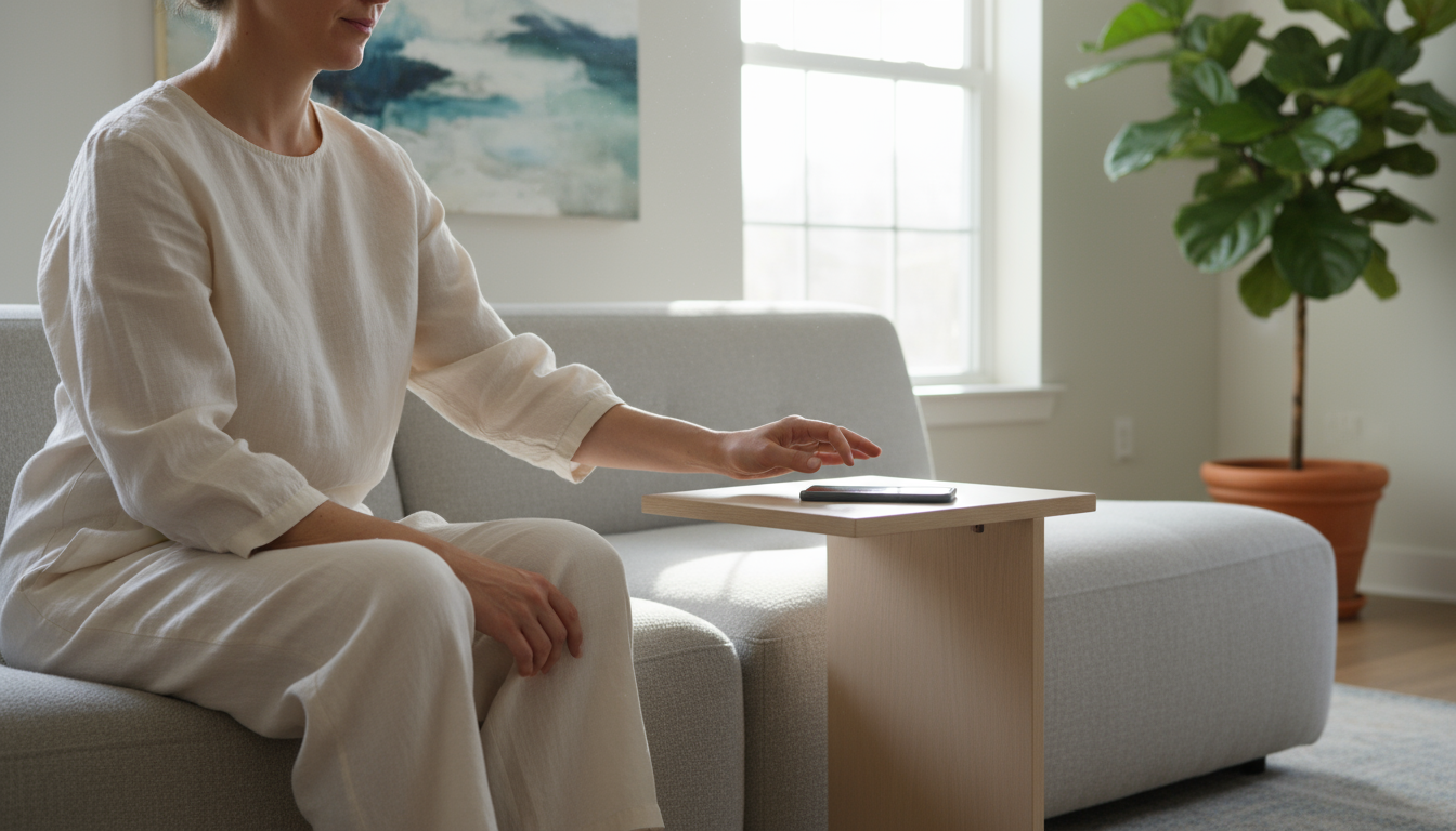 Hand with pen over an open planner on a minimalist desk, displaying daily tasks and a handwritten 'if-then' contingency plan.
