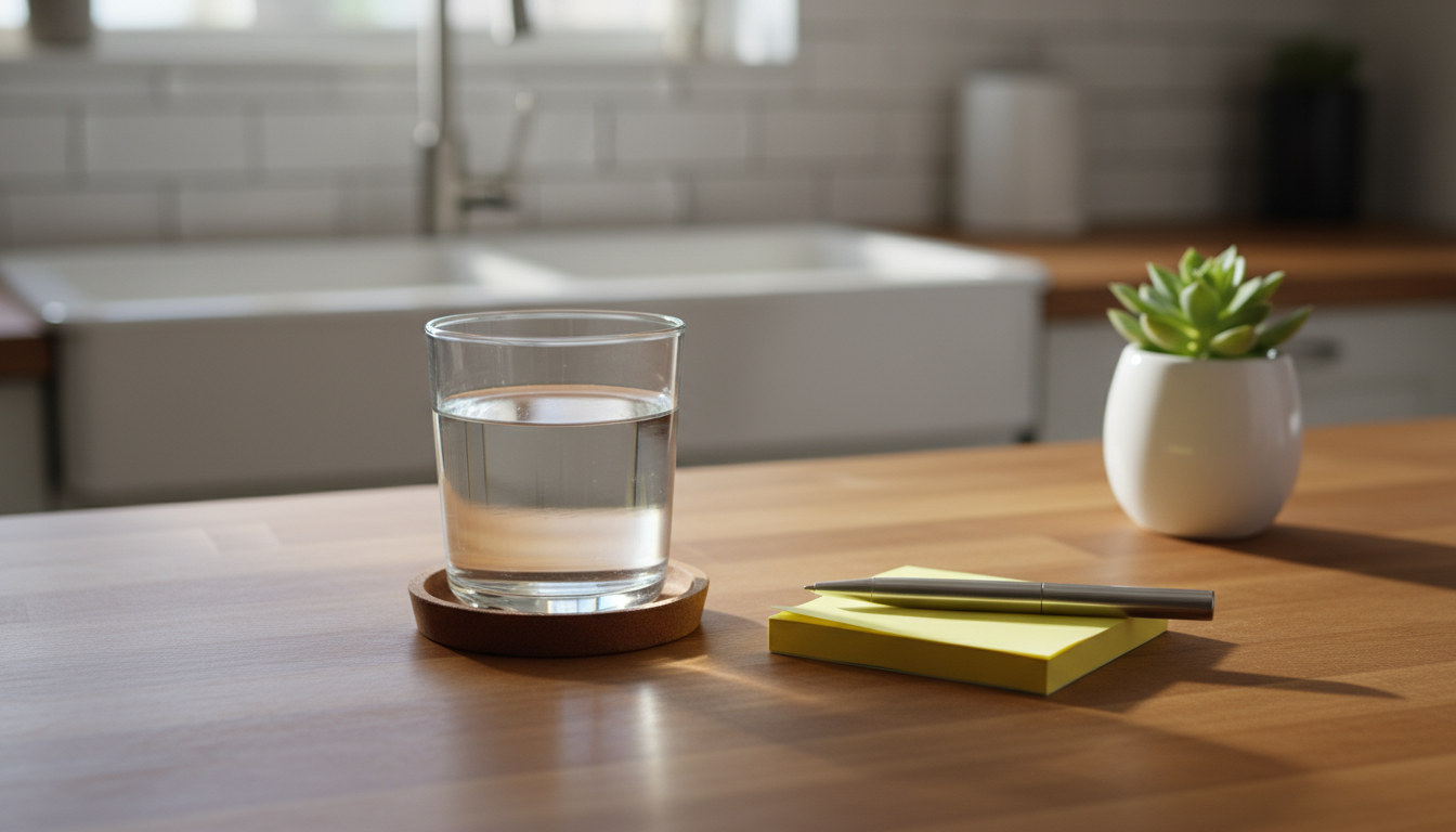 Two sets of hands gently interacting with a tablet displaying a shared digital habit tracker, one pointing to a completed task, showing gentle support