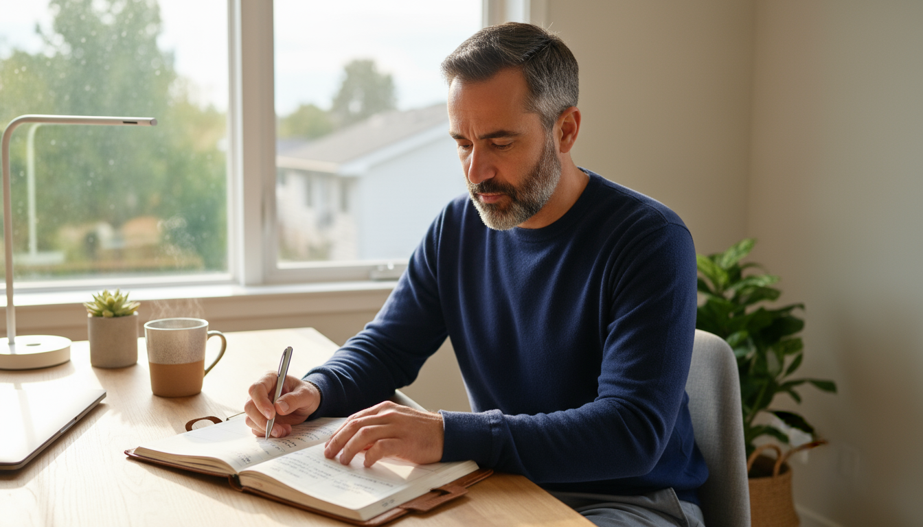 Close-up of a laptop screen displaying a color-coded digital calendar with specific time blocks for tasks, with a person's hands poised over the keybo