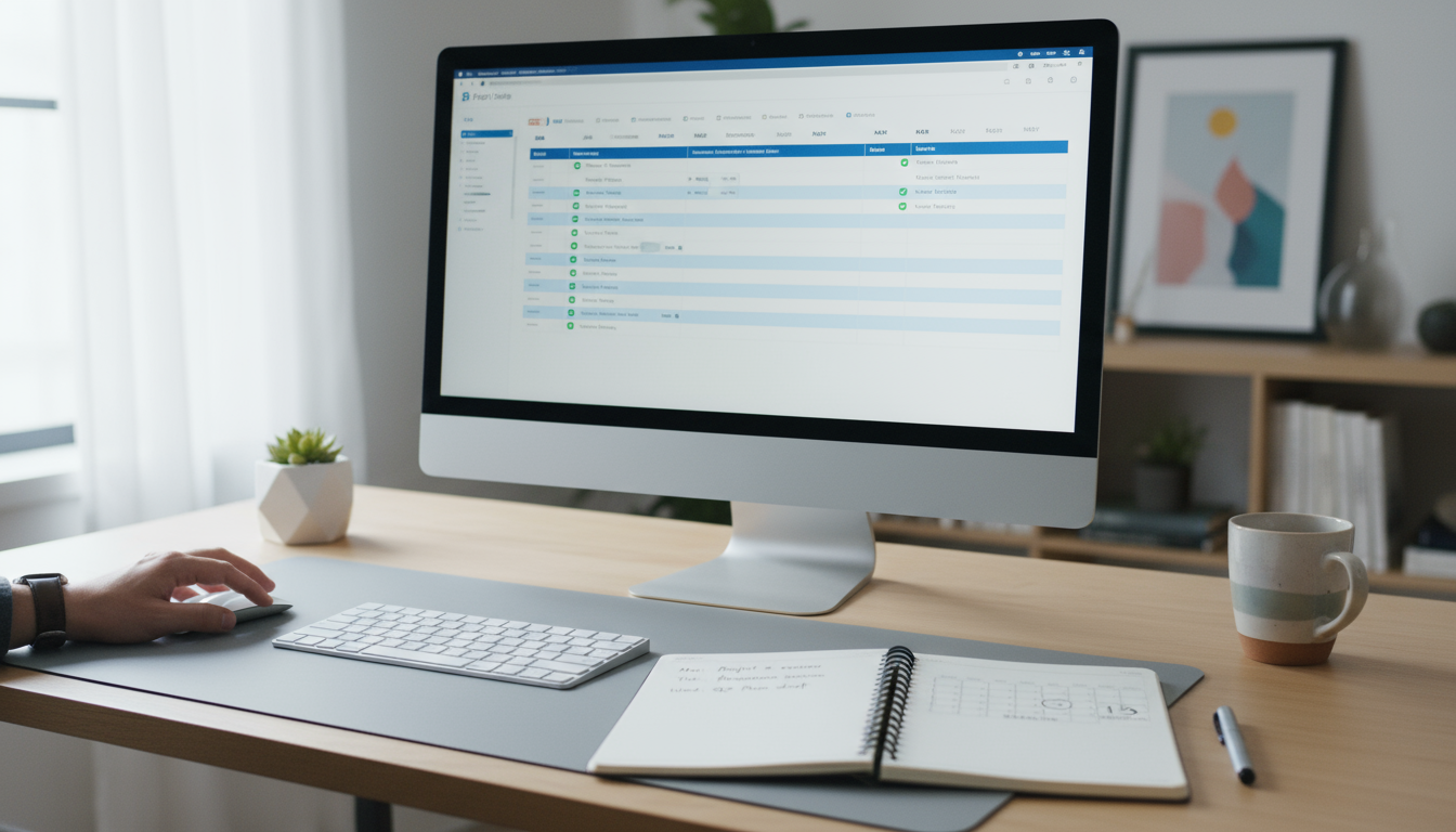 Close-up of hands using a Spanish learning app on a smartphone, with running shoes and a productivity planner visible in the blurred foreground.