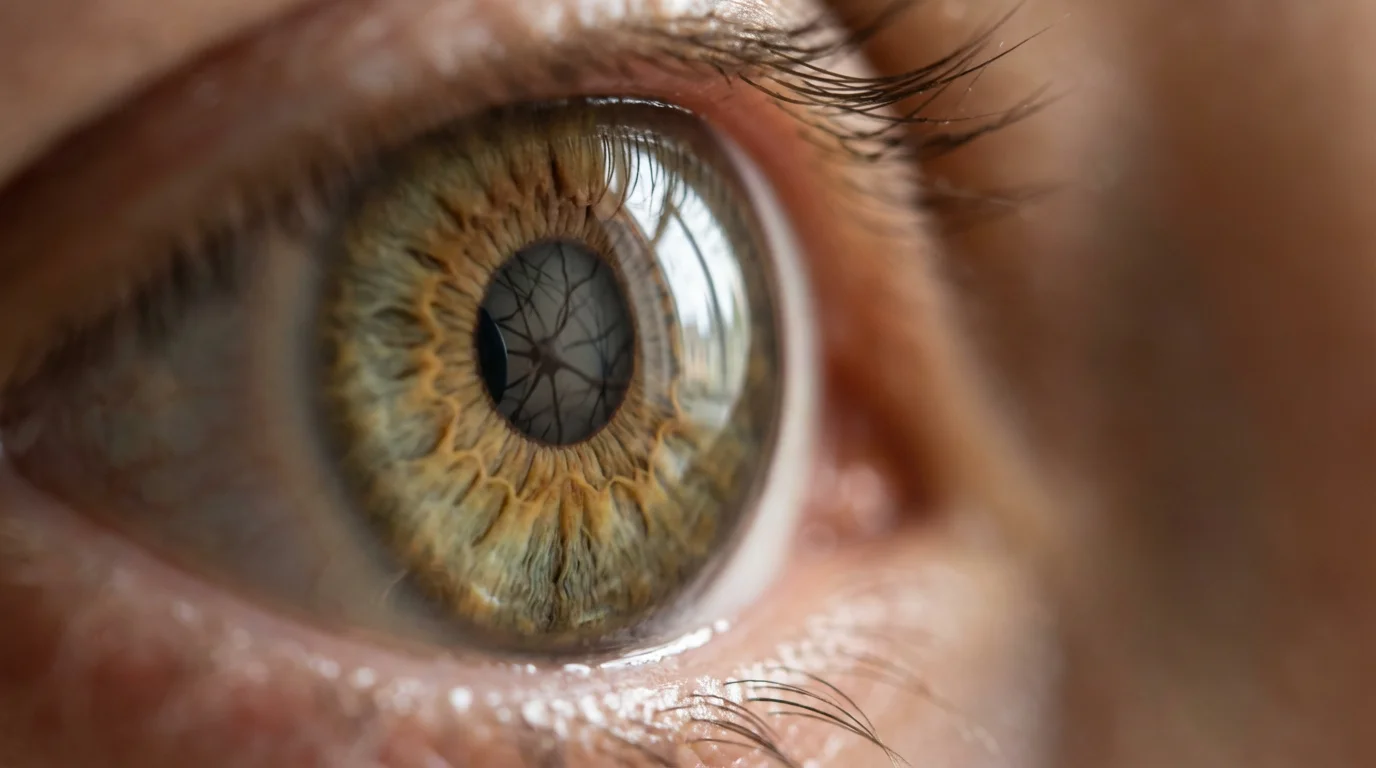 Close-up macro shot of a focused human eye symbolizing mental visualization and neural activity.