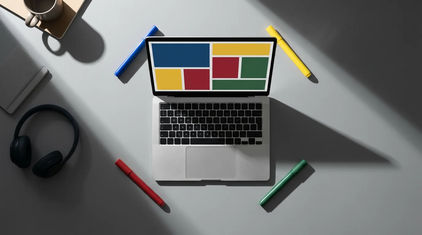 Color-coded time blocking schedule on a laptop flat lay, showing student productivity tips.