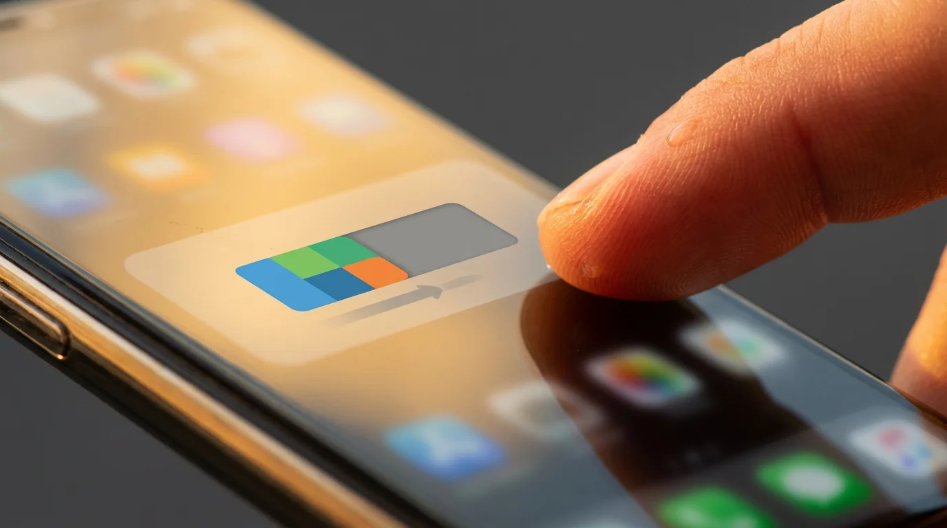 Extreme close-up of a finger turning off notifications on a smartphone screen during golden hour.