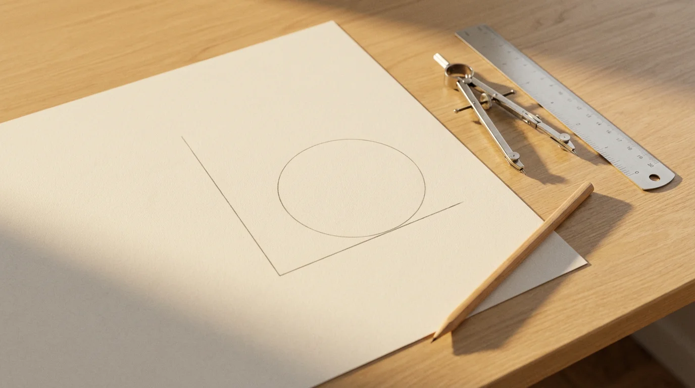 Flat lay photo of drafting tools (ruler, compass) on paper symbolizing precise goal measurement and clarity.