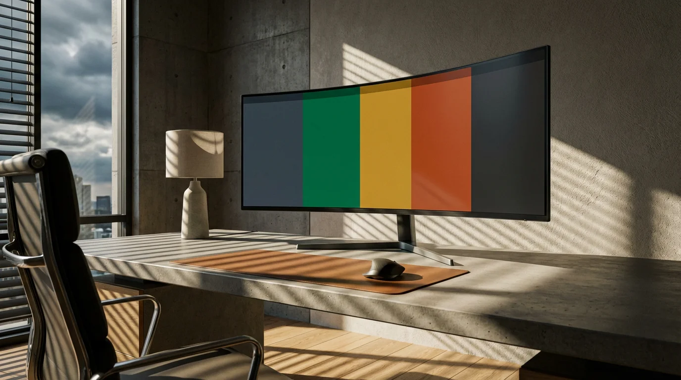 Low angle photo of a weekly themed digital calendar displayed on a monitor with sharp afternoon shadows.