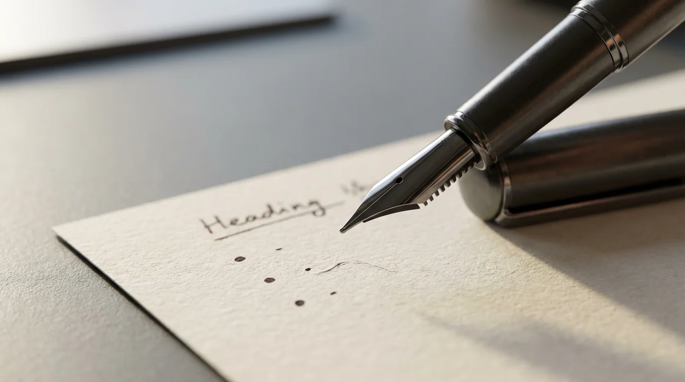 Macro photograph of a dark fountain pen poised above a neatly handwritten 'to-do' list on paper.