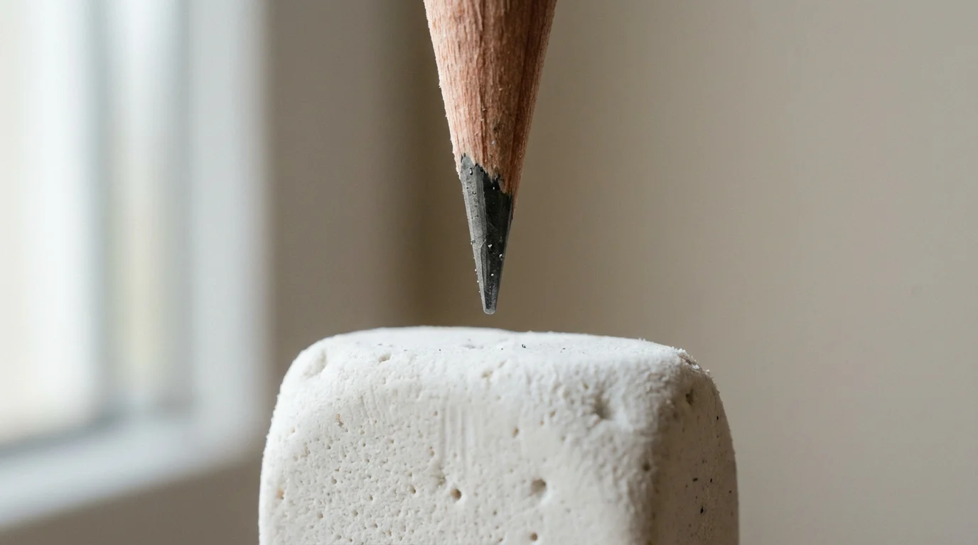 Macro photography of a pencil tip and eraser symbolizing task refinement and adjustment.