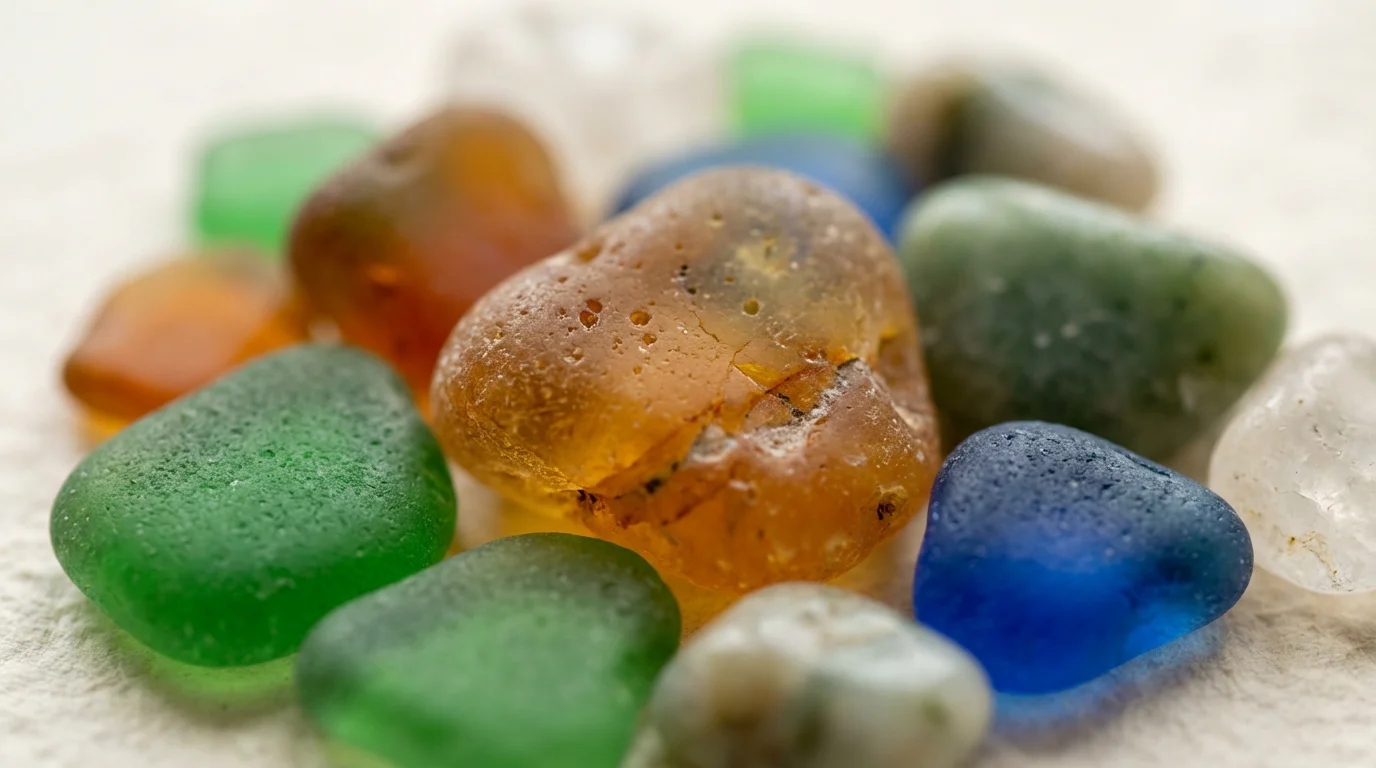 Macro photography of colorful sea glass and stones symbolizing diverse information curation
