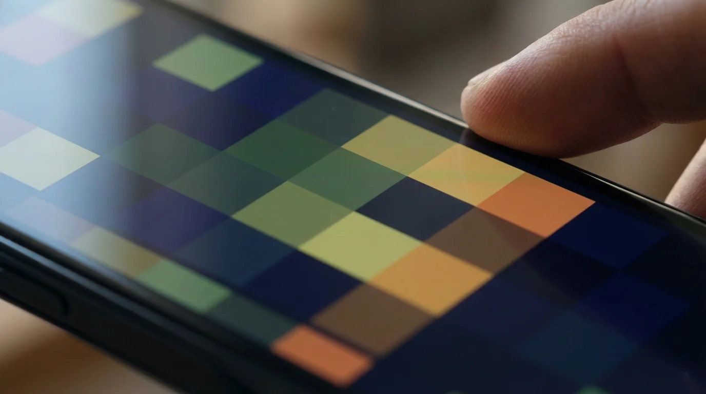 Macro shot of a digital calendar screen showing colorful time-blocked segments for productivity.