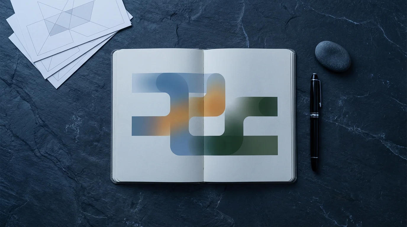 Minimalist flat lay of a journal displaying an abstract, color-coded chronotype work schedule.