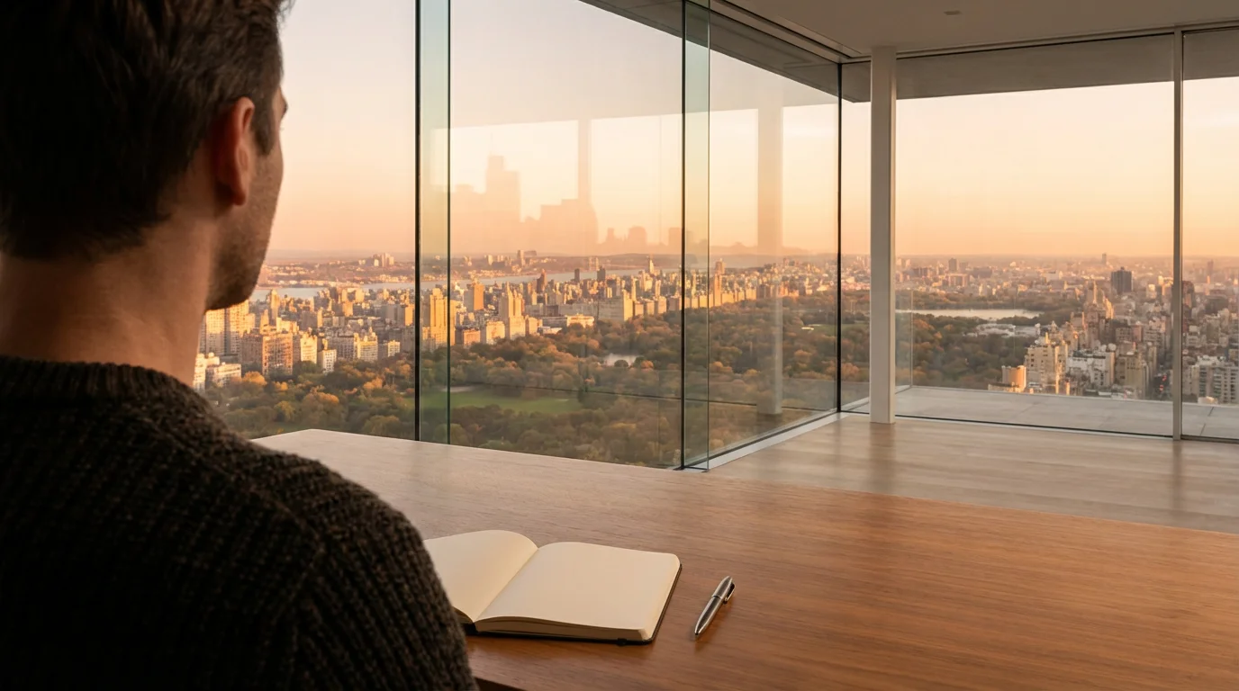 Over-the-shoulder photo of a person reflecting on personal identity during golden hour.