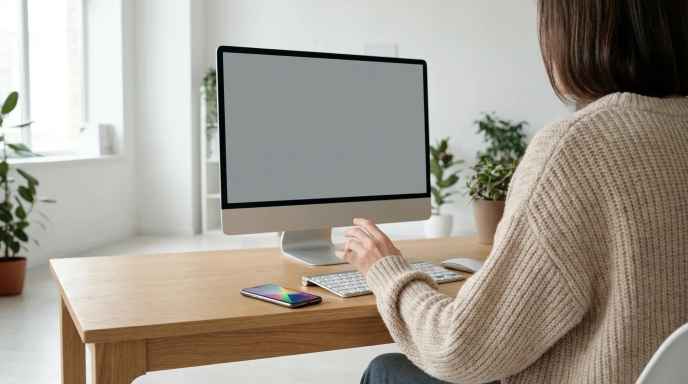 Professional struggling with resistance, looking at a bright smartphone distraction during deep work attempt.