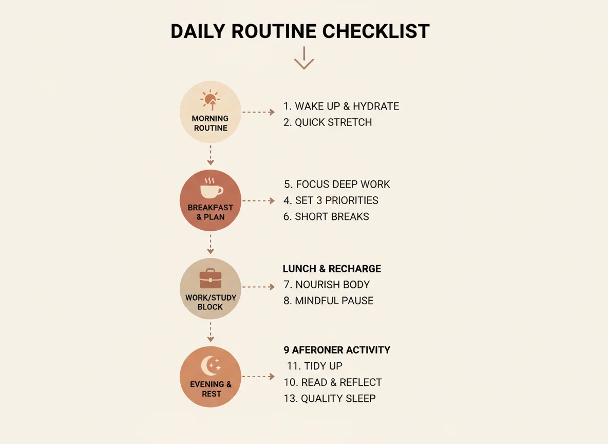 Infographic showing routine tasks schedule or checklist.