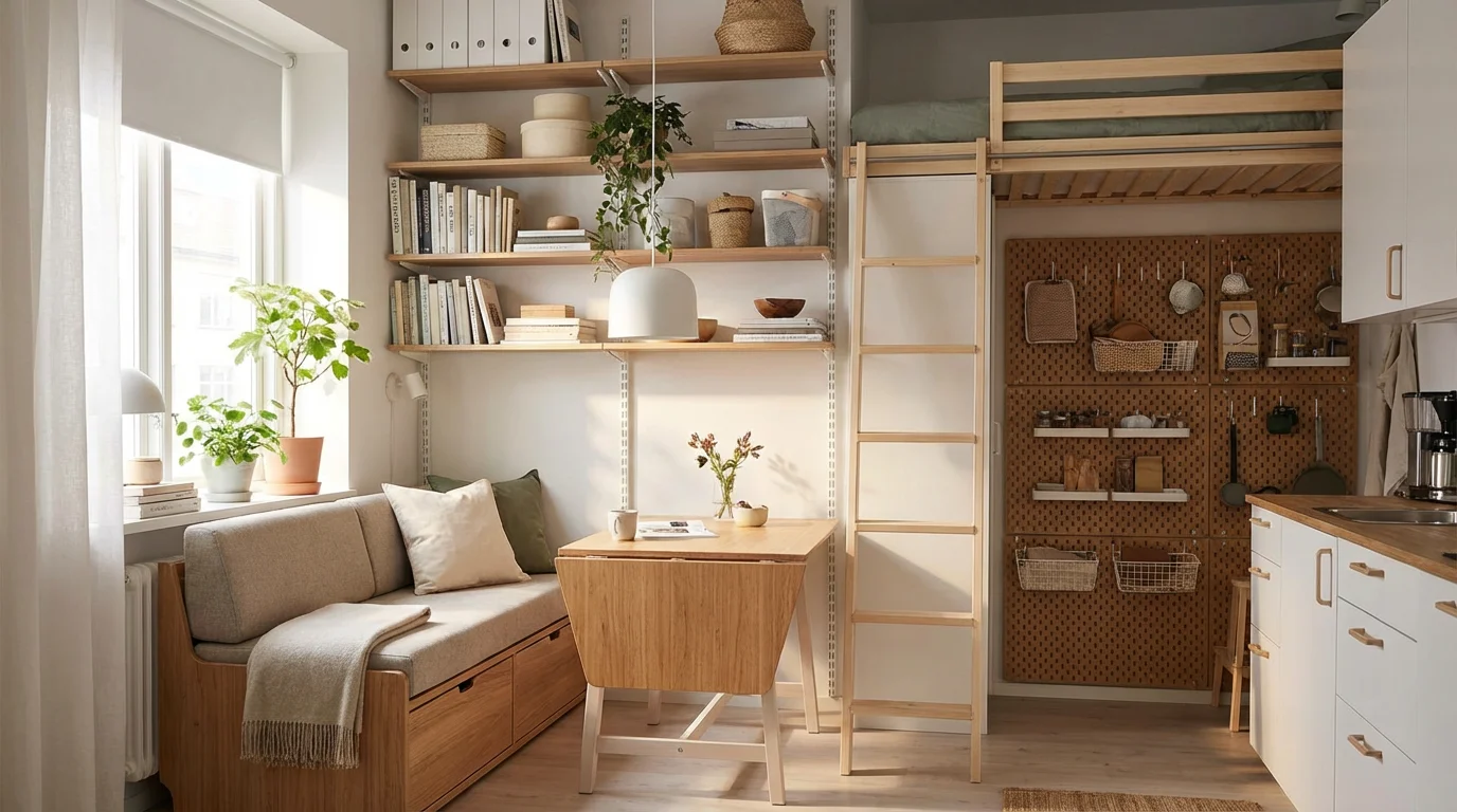 Small Spaces: Multi-Functional Furniture and Vertical Storage illustration